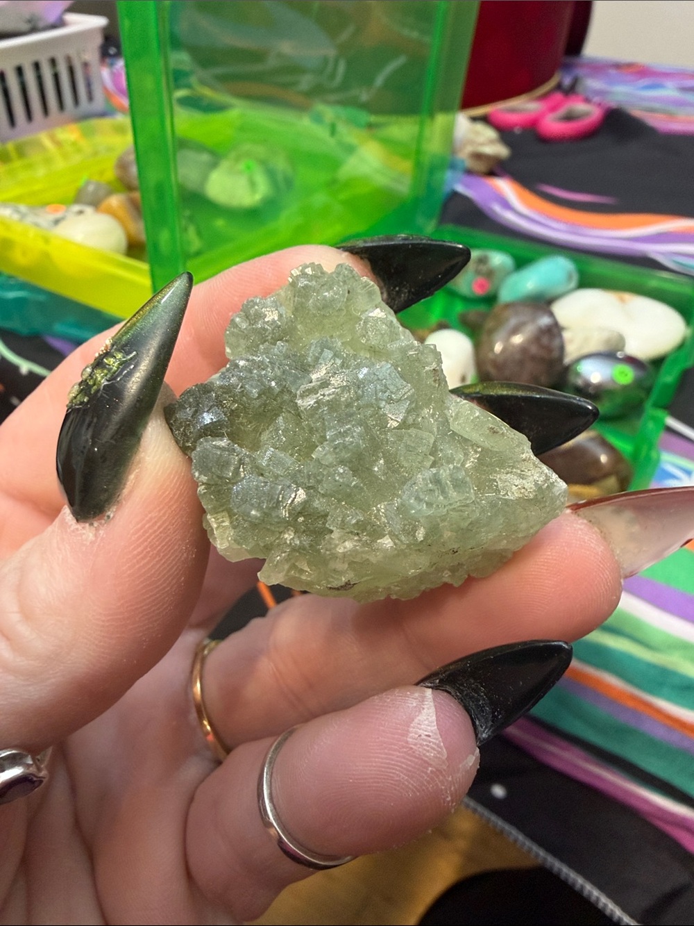 Pale Green Crystal Cluster Decorative Accent